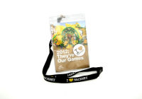 Hackney lanyard with info on Games and I love Hackney gold and white badge