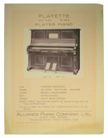 Advertising leaflet - Alliance Piano Company, Ltd.