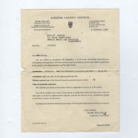 London County Council superannuation letter from 1962