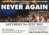 Leaflet - Never Again prayer event