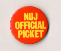 'NUJ official picket' badge