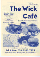 The Wick cafe menu