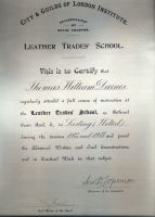 Leather Trades Certificate - T.W.Daines