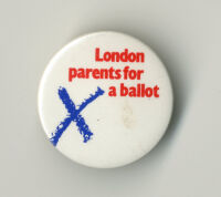 'London parents for a ballot' badge