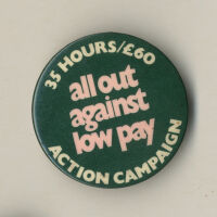 Badge - all out against low pay