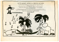 Newspaper cutting - advertisement for Let's Make Africa Green Again by The British Reggae Artists Famine Appeal Team