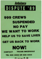 Strike poster : Ambulance Dispute '89'