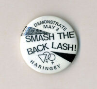 'Smash the back lash!' badge