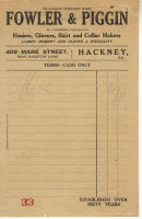 Receipt - Fowler & Piggin, Mare St
