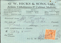 Receipt - G.W.Hicks & Sons Ltd.