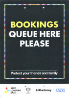 Sign: Bookings Queue Here Please