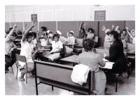 Photograph: Staff voting at St Leonard's Hospital