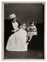 B/w photograph of Mrs Syon with children