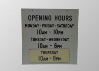 Shop Sign- F. Cooke & Sons Shop Opening Hours