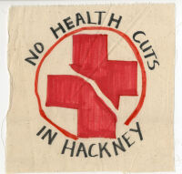 Fabric square: No Health Cuts in Hackney