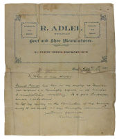 Correspondence from R. Adler, Wholesale Boot and Shoe Manufacturer