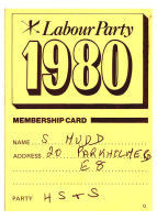 Membership card (Labour Party) : Labour Party S.Mudd